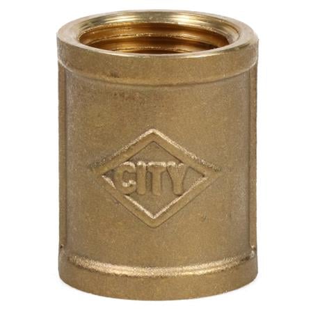 ข้อต่อตรงทองเหลือง FF CITY 1/2 นิ้ว สีบรอนซ์เงิน_0