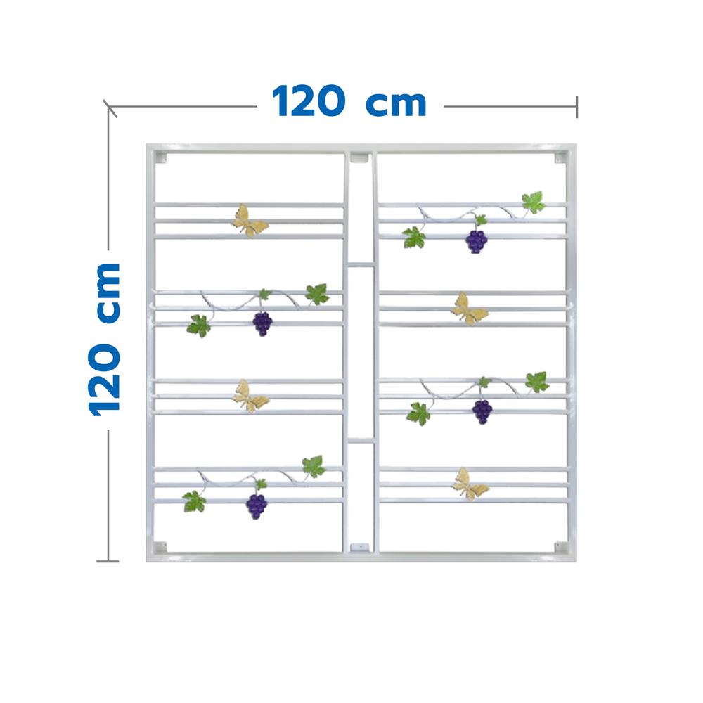 เหล็กดัดหน้าต่าง MHOLARN องุ่นผีเสื้อ 120X120 ซม. สีขาว