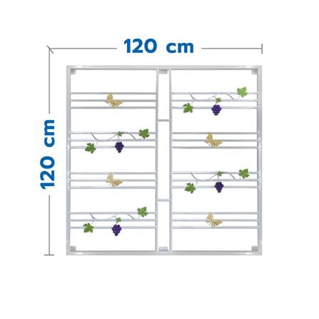 เหล็กดัดหน้าต่าง MHOLARN องุ่นผีเสื้อ 120x120 ซม. สีขาว