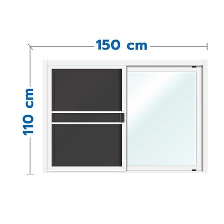 หน้าต่างบานเลื่อน อะลูมิเนียม S-S มุ้ง LYNN OK 150X110 ซม. สีขาว_0