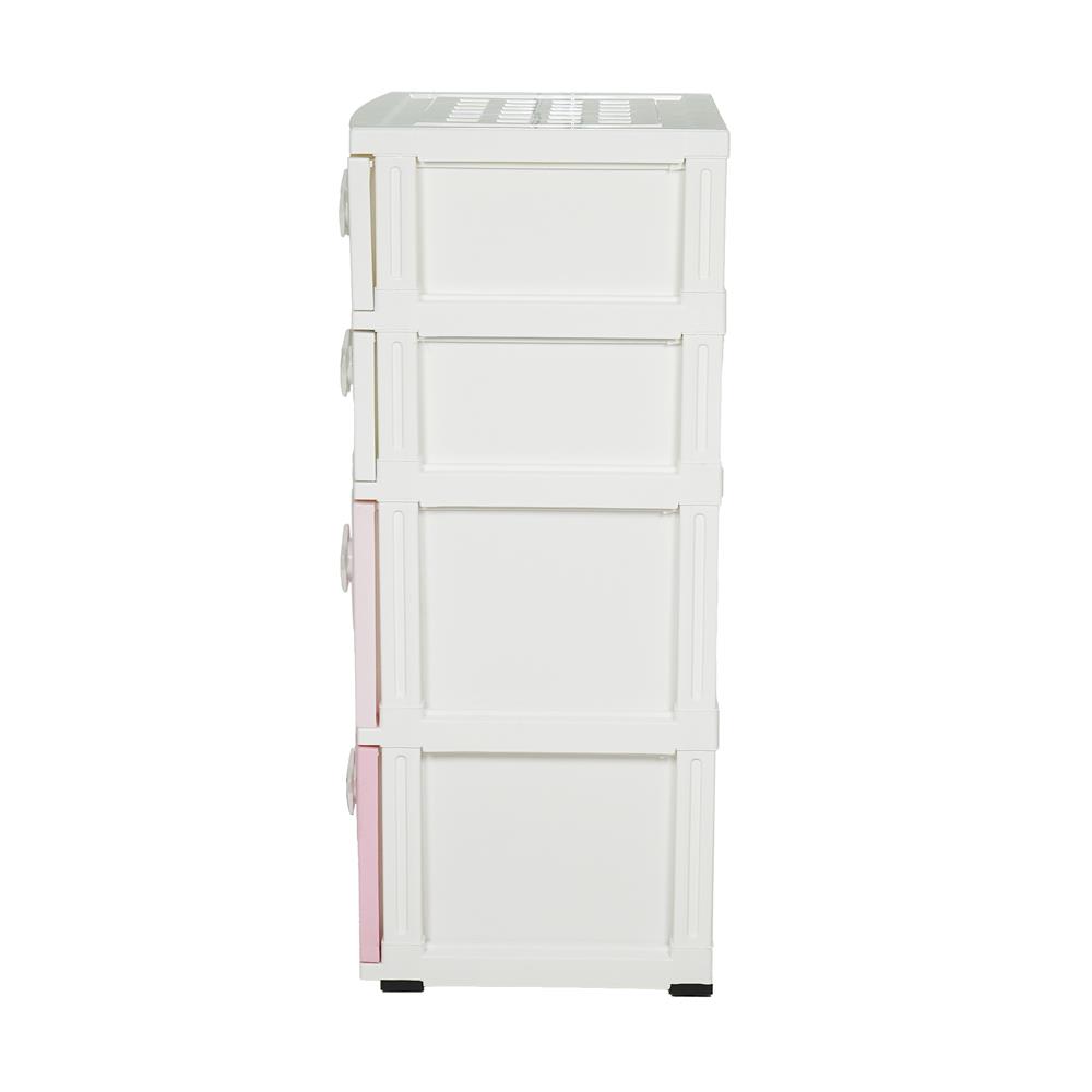 ตู้ลิ้นชัก 4 ชั้น STACKO C12 STAR 56x45x105 ซม. สีชมพู/ขาว