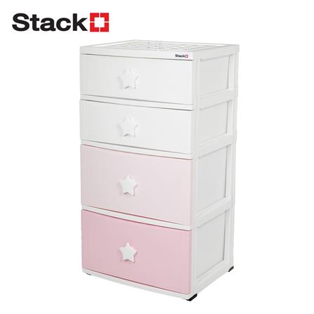 ตู้ลิ้นชัก 4 ชั้น STACKO C12 STAR 56x45x105 ซม. สีชมพู/ขาว_0
