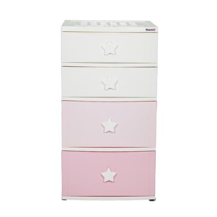 ตู้ลิ้นชัก 4 ชั้น STACKO C12 STAR 56x45x105 ซม. สีชมพู/ขาว_1