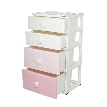 ตู้ลิ้นชัก 4 ชั้น STACKO C12 STAR 56x45x105 ซม. สีชมพู/ขาว_2