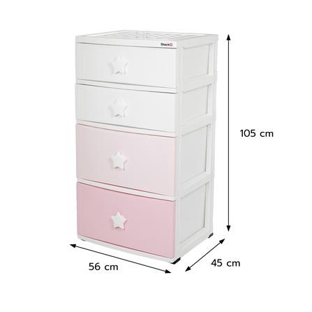 ตู้ลิ้นชัก 4 ชั้น STACKO C12 STAR 56x45x105 ซม. สีชมพู/ขาว_9