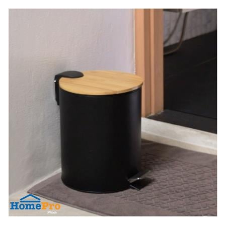 ถังขยะเหยียบกลมฝาไม้ ACCO SYLVAN 5 ลิตร สีดำ_6