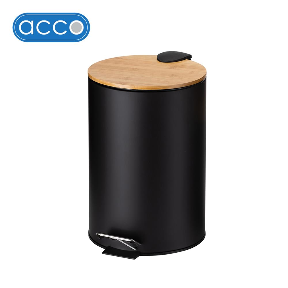 ถังขยะเหยียบกลมฝาไม้ ACCO SYLVAN 12 ลิตร สีดำ_1