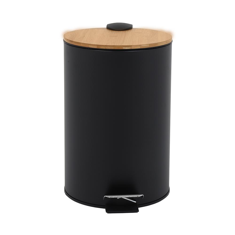 ถังขยะเหยียบกลมฝาไม้ ACCO SYLVAN 12 ลิตร สีดำ