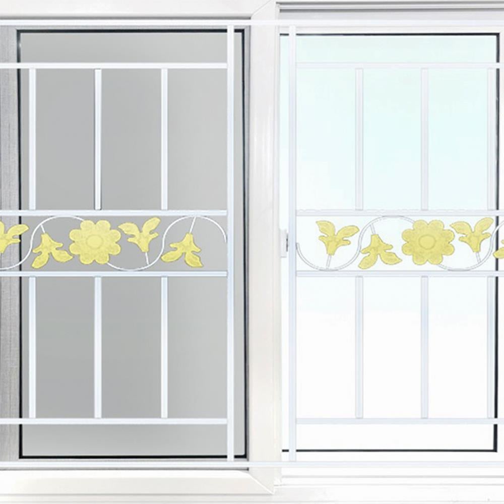 หน้าต่างบานเลื่อน UPVC S-S เหล็กดัด มุ้ง WINDOW ASIA ลายทานตะวัน (สี) 120X110 ซม. สีขาว