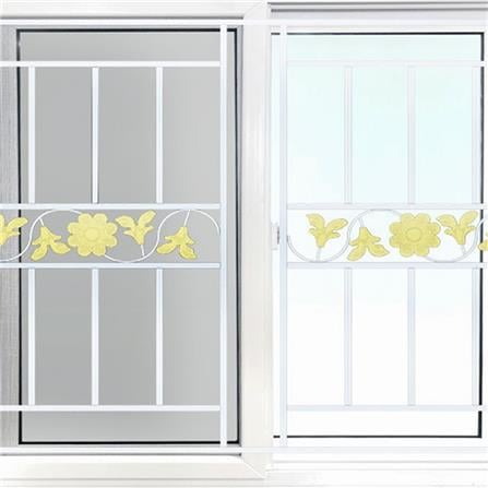 หน้าต่างบานเลื่อน UPVC S-S เหล็กดัด มุ้ง WINDOW ASIA ลายทานตะวัน (สี) 120X110 ซม. สีขาว_1
