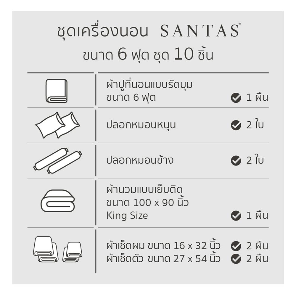 ชุดผ้าปูที่นอน 6 ฟุต 10 ชิ้น SANTAS SPHERE BL
