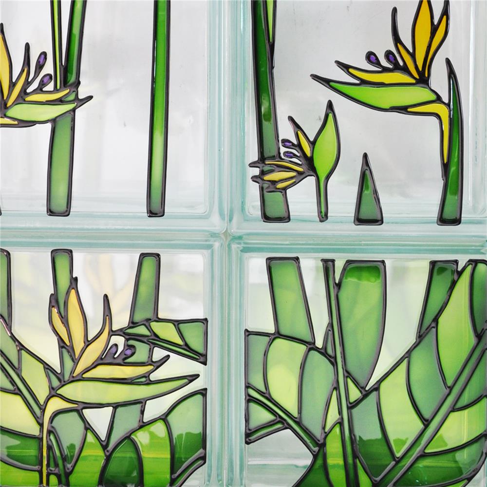 อิฐแก้ว 19x19x8 ซม. ช้างแก้ว ชุดปักษาสวรรค์ สีเขียว