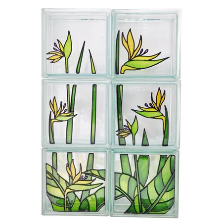 อิฐแก้ว 19x19x8 ซม. ช้างแก้ว ชุดปักษาสวรรค์ สีเขียว_0