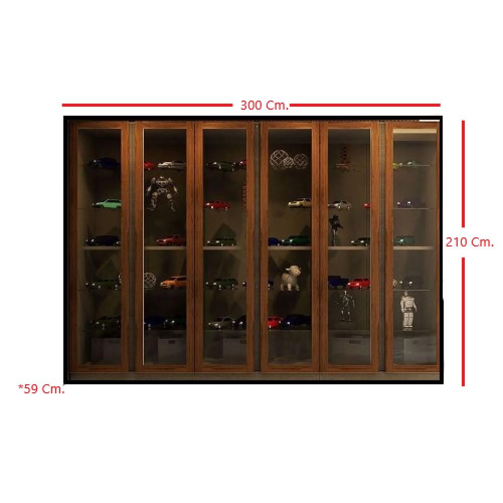 ตู้โชว์ 6 บานเปิด KONCEPT BLOX FIT IN 59058245 300 ซม. สีครีม/วอลนัท