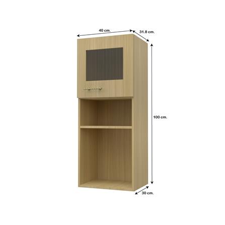 ตู้แขวนเดี่ยวบานกระจกพร้อมชั้น JUPITER MINERVA 40x100 ซม. สีน้ำตาล_4