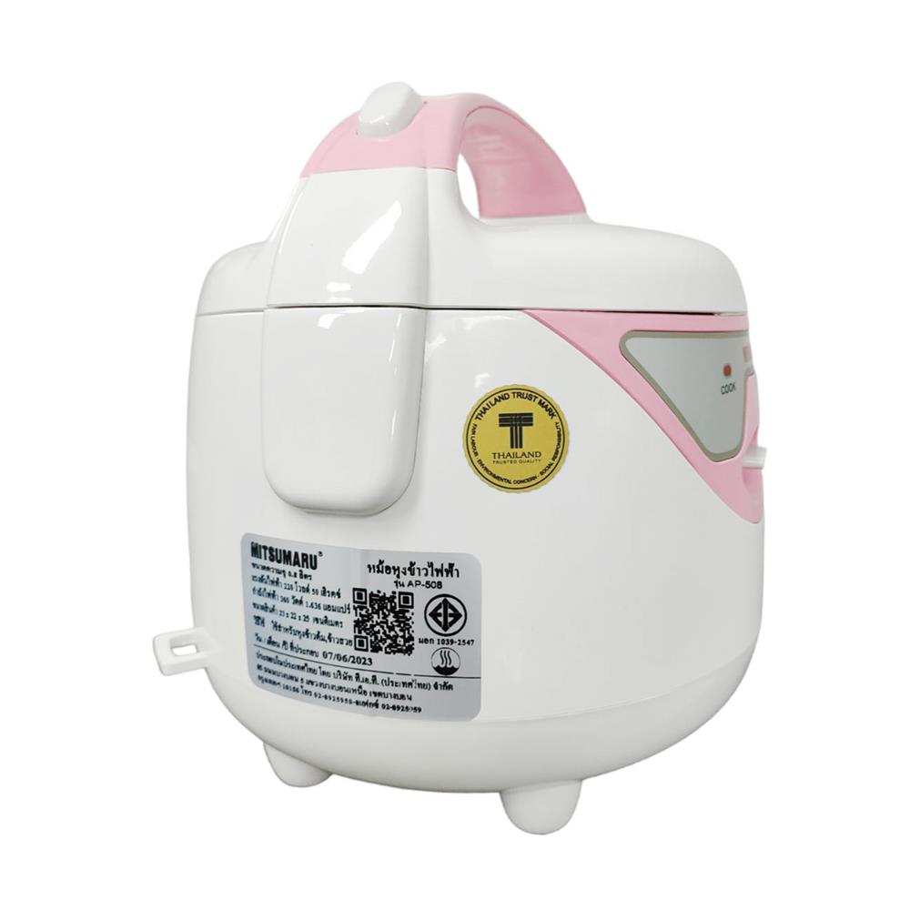 หม้อหุงข้าว MANUAL MITSUMARU AP-508 สีขาว/ชมพู 0.8 ลิตร