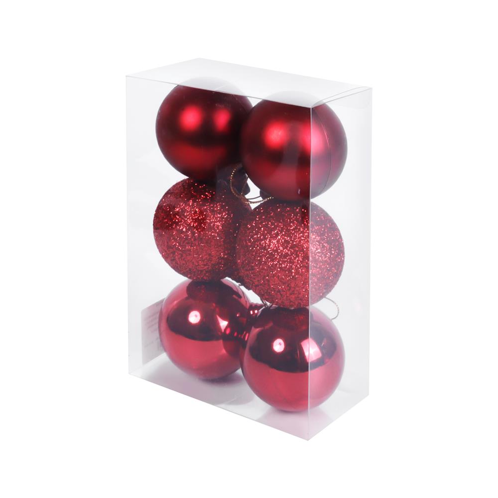ชุดบอลตกแต่ง SIAMXMAS 6 ซม. สีแดง (แพ็ก 6 ชิ้น)