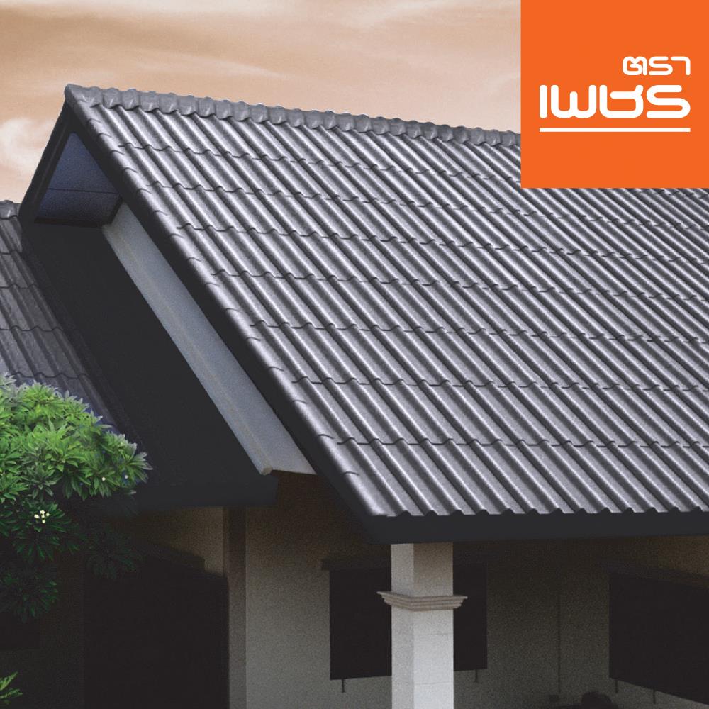 กระเบื้องหลังคาลอนคู่ ตราเพชร 50x120x0.5 ซม. สีเทาแพลทตินัม