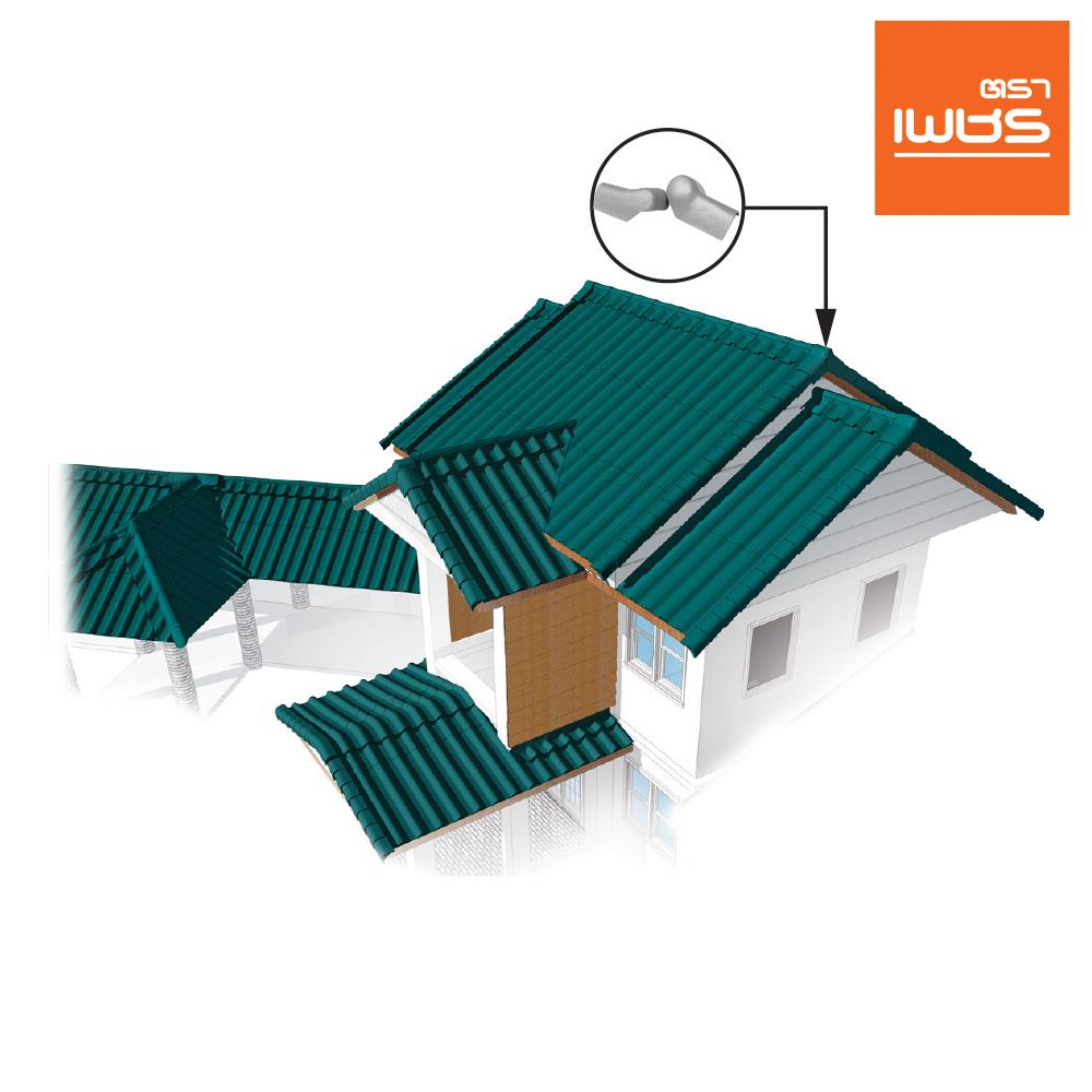 ครอบปิดจั่วปรับมุม ตัวบน ตราเพชร ลอนคู่ สีเทาแพลทินัม