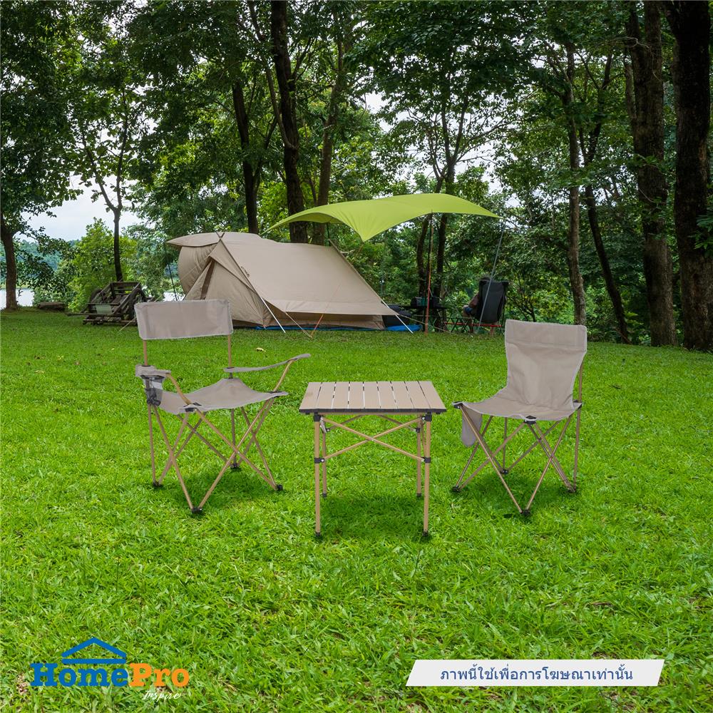 โต๊ะพับเหล็กตั้งแคมป์ SPRING LIGHT WOOD 50 ซม. สีน้ำตาลอ่อน