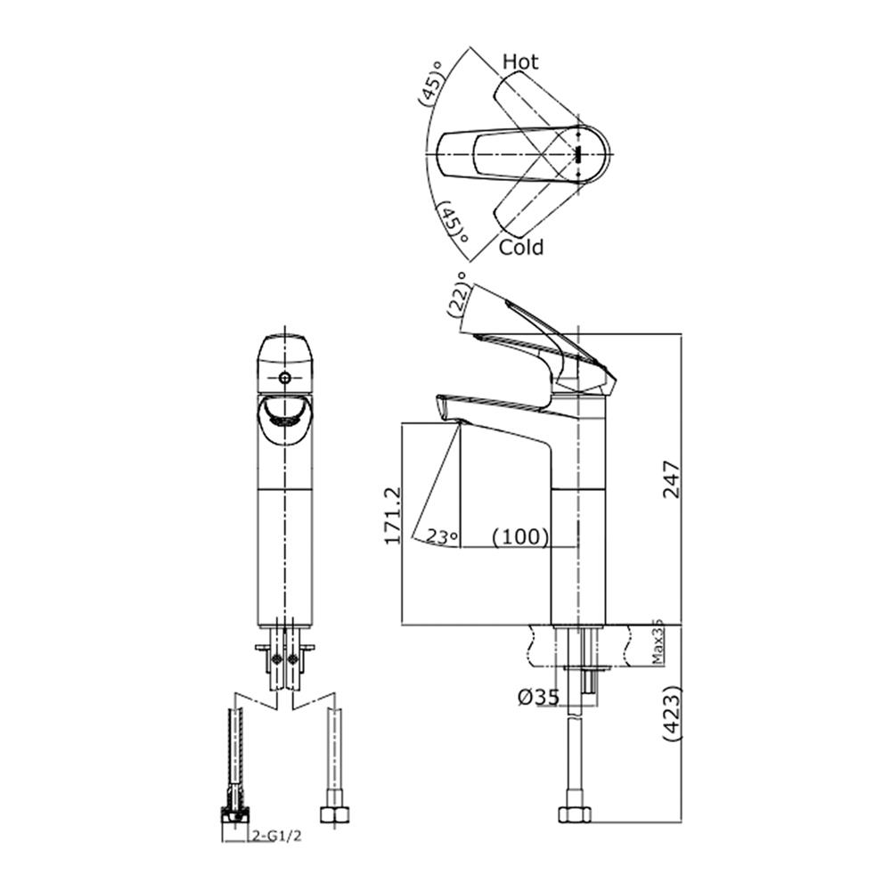 ก๊อกอ่างล้างหน้าผสม TOTO TTLC301FVK-1 สีโครม