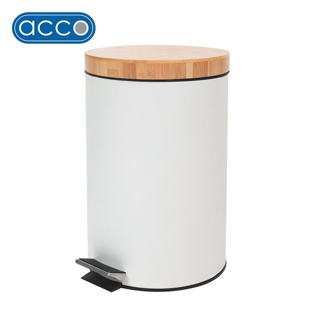 ถังขยะเหยียบกลมฝาไม้ ACCO SYLVAN 12 ลิตร สีขาว_1