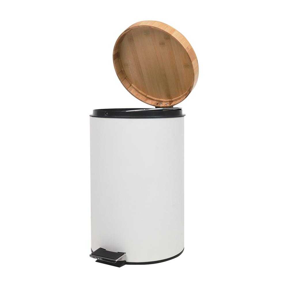 ถังขยะเหยียบกลมฝาไม้ ACCO SYLVAN 12 ลิตร สีขาว