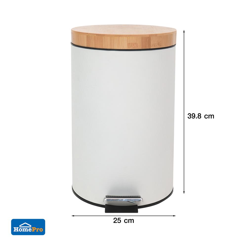 ถังขยะเหยียบกลมฝาไม้ ACCO SYLVAN 12 ลิตร สีขาว