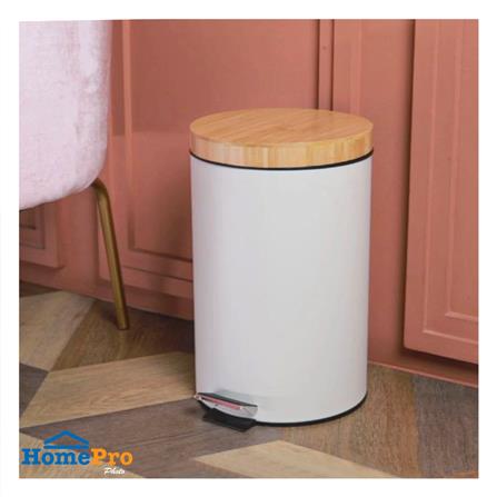 ถังขยะเหยียบกลมฝาไม้ ACCO SYLVAN 12 ลิตร สีขาว_5