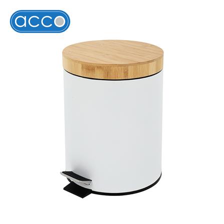 ถังขยะเหยียบกลมฝาไม้ ACCO SYLVAN 5 ลิตร สีขาว_0