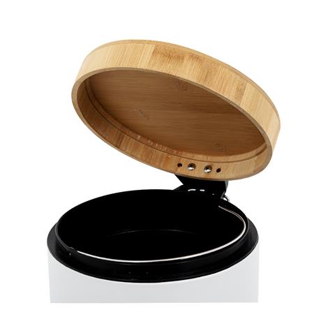 ถังขยะเหยียบกลมฝาไม้ ACCO SYLVAN 5 ลิตร สีขาว_5