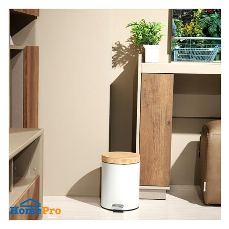 ถังขยะเหยียบกลมฝาไม้ ACCO SYLVAN 5 ลิตร สีขาว_6
