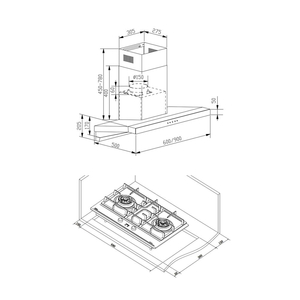 เตาฝัง+เครื่องดูดควัน TEKA GTI 78 2G+DHA 90 TC