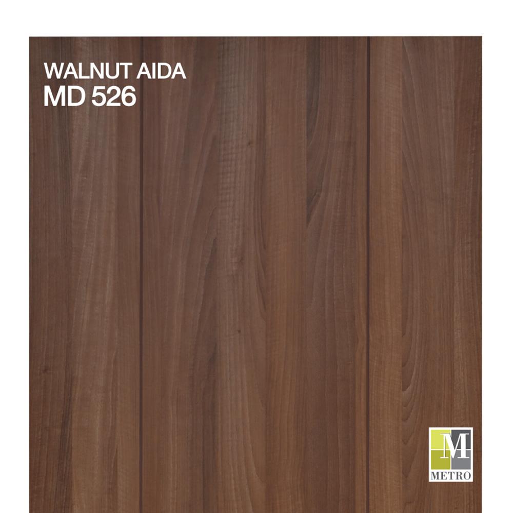 ประตูภายในเมลามีนทนไฟ ไม่เจาะลูกบิด METRO MD526 WALNUT AIDA 80x200 ซม. สีโอ๊ค