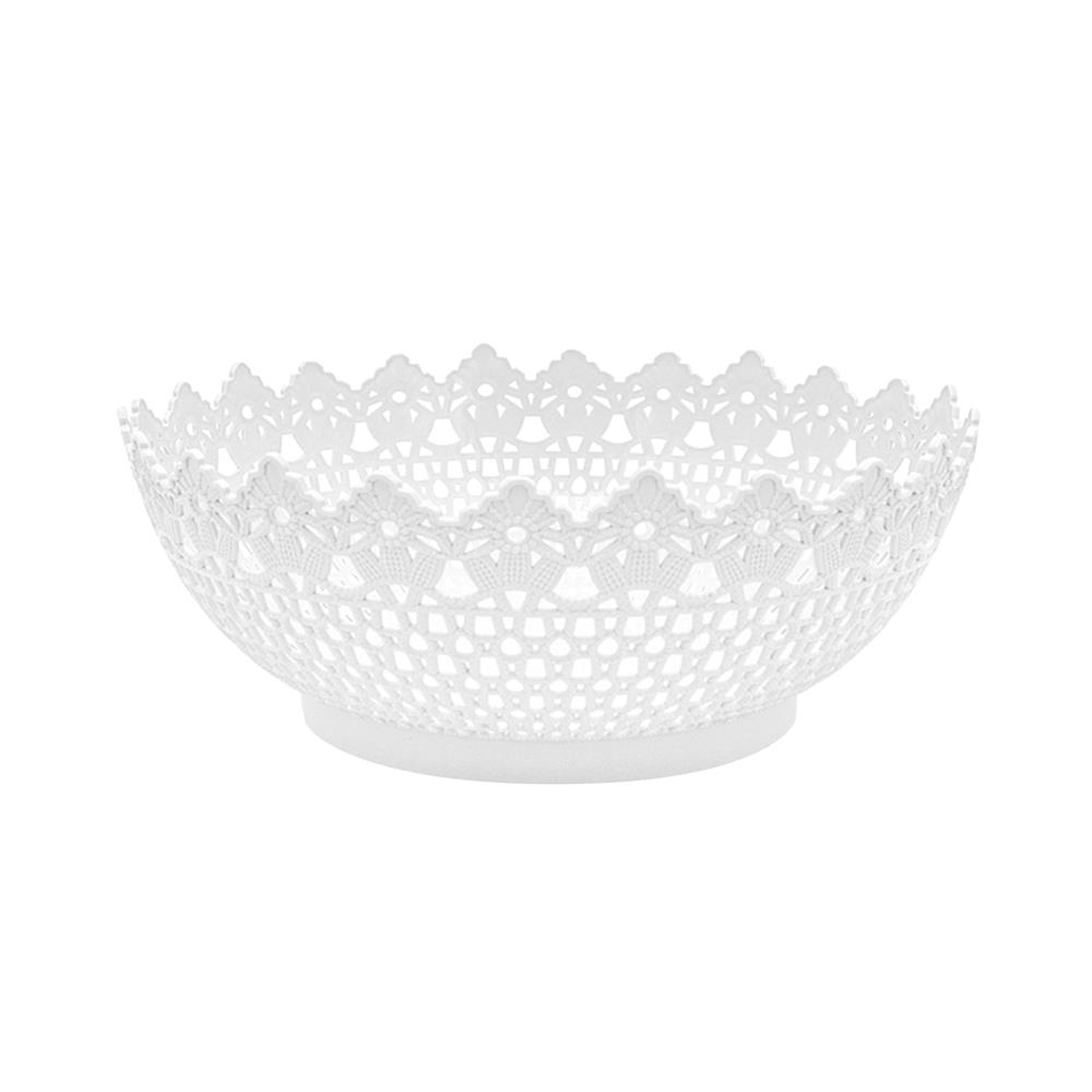 ตะกร้าพลาสติกกลมลายฉลุ KECH EAZY สีขาว_1