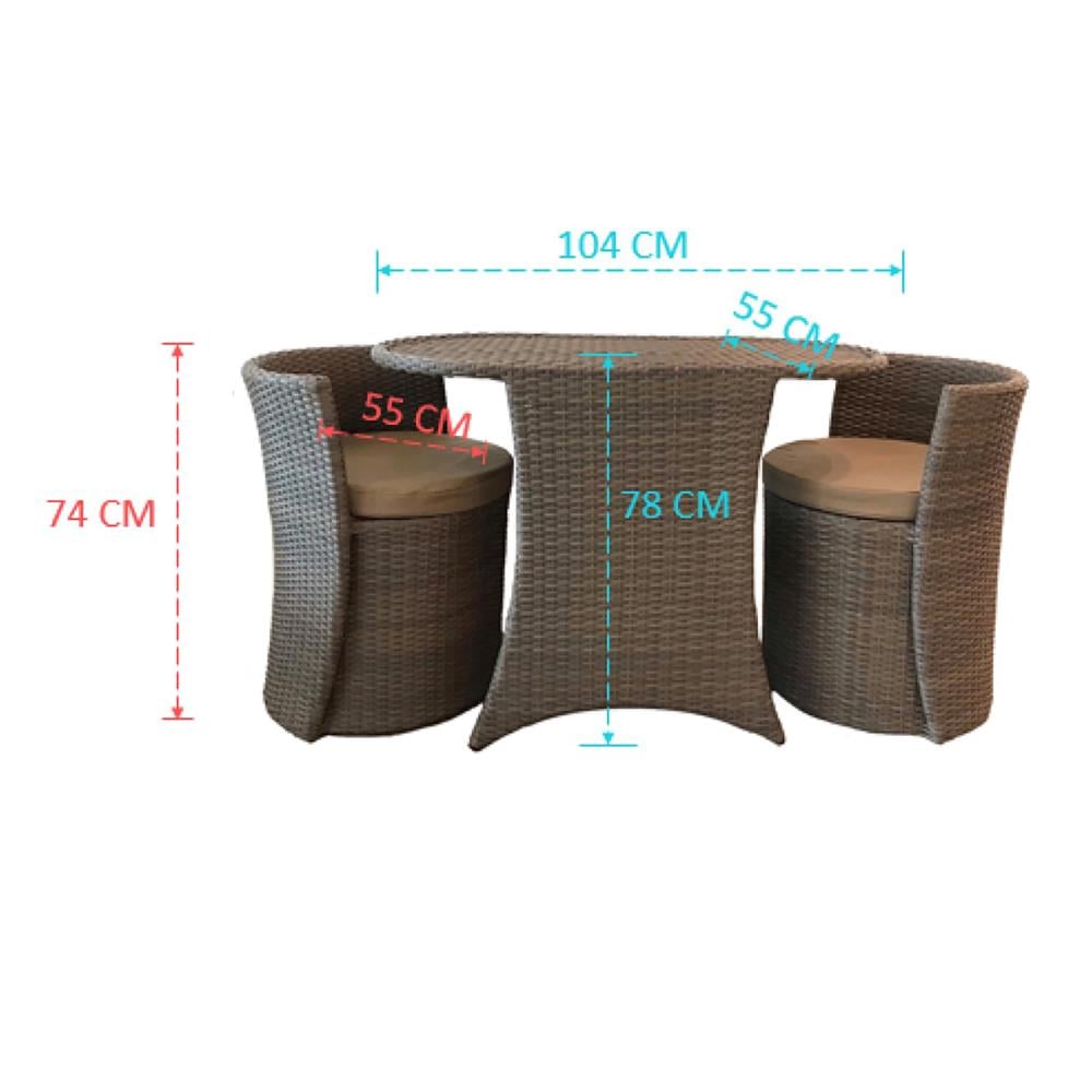ชุดสนาม 2 ที่นั่ง IVY COFFEE LV004 สีน้ำตาล