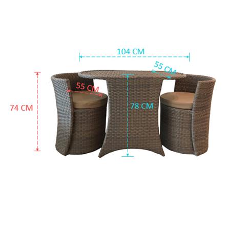 ชุดสนาม 2 ที่นั่ง IVY COFFEE LV004 สีน้ำตาล_3