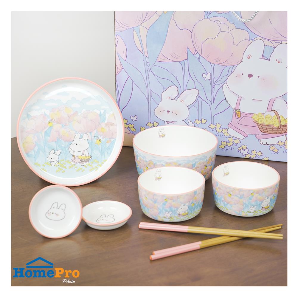 ชุดจานชาม PORCELAIN KECH RABBIT 6 ชิ้น