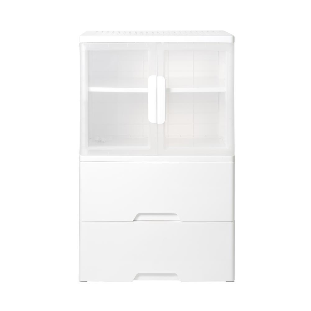 ตู้บานเปิดและลิ้นชัก STACKO NEAT 65x46x104 ซม. สีขาว