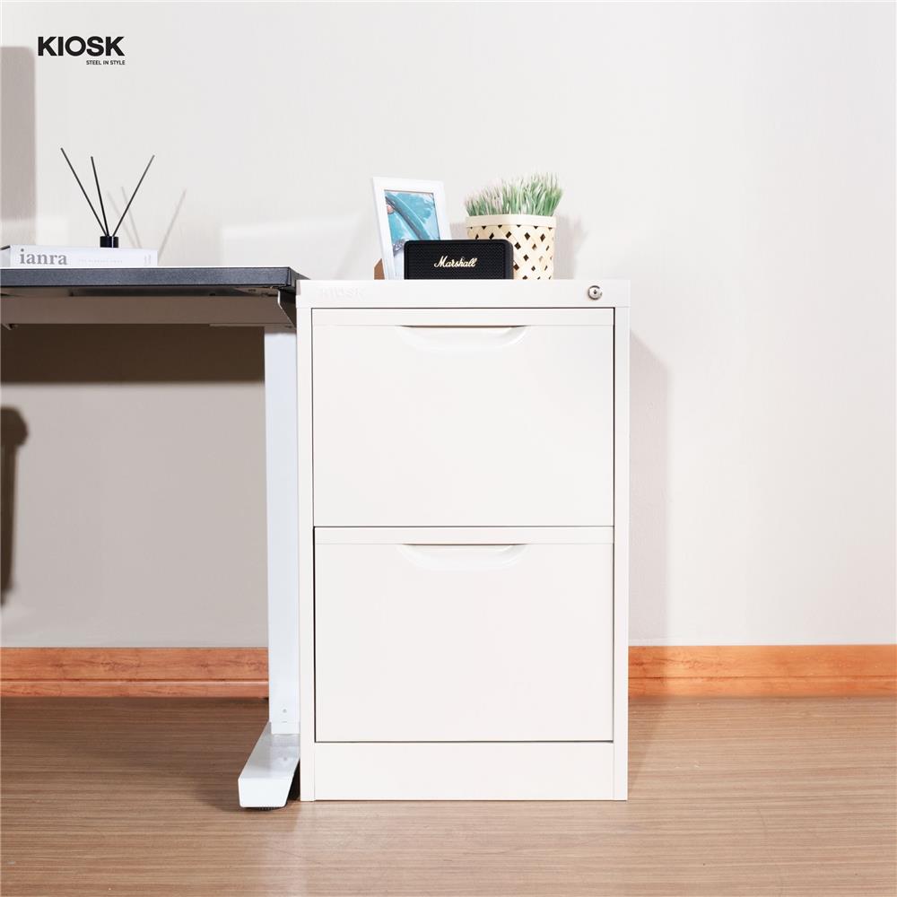 ตู้ลิ้นชักเหล็ก 2 ลิ้นชัก KIOSK HF-2 สีขาว