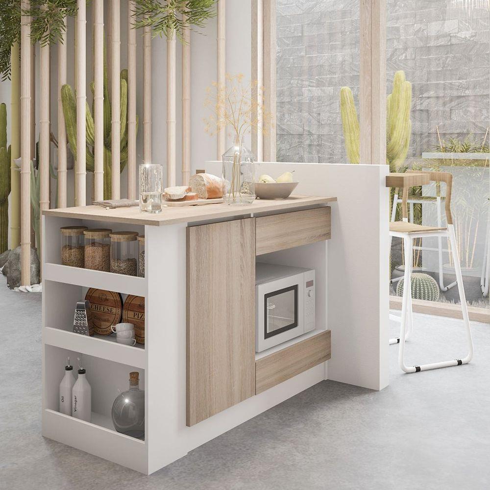 เคาน์เตอร์บาร์ชั้นวางฝั่งขวา SB FURNITURE SENDO 19210226 120 ซม. สีขาว