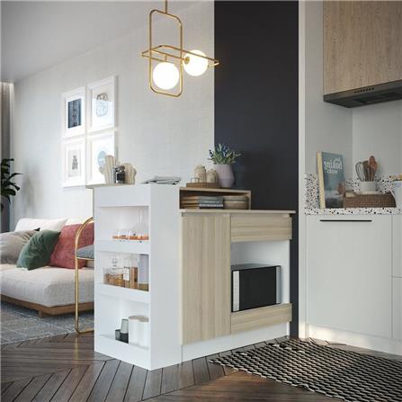 เคาน์เตอร์บาร์ชั้นวางฝั่งขวา SB FURNITURE SENDO 19210228 120 ซม. สีขาว_5