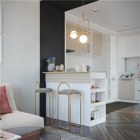 เคาน์เตอร์บาร์ชั้นวางฝั่งขวา SB FURNITURE SENDO 19210228 120 ซม. สีขาว_2