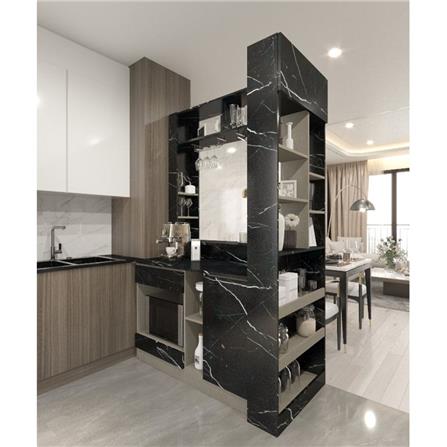 เคาน์เตอร์บาร์ชั้นวางฝั่งซ้าย SB FURNITURE LANA 19210608 140 ซม. ลายหินอ่อนดำ_2