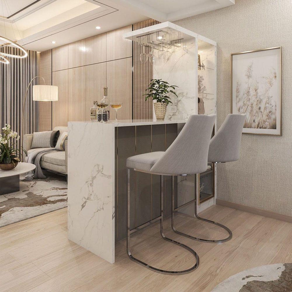 เคาน์เตอร์บาร์ตู้โชว์ฝั่งขวา SB FURNITURE MABEL 19208284 170 ซม. ลายหินอ่อนขาว