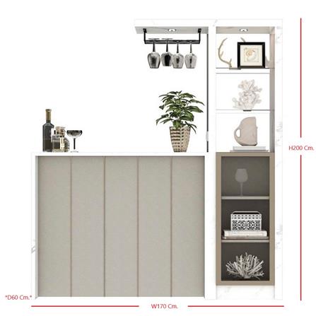 เคาน์เตอร์บาร์ตู้โชว์ฝั่งขวา SB FURNITURE MABEL 19208284 170 ซม. ลายหินอ่อนขาว_4