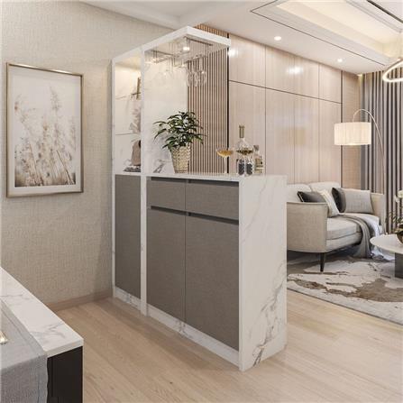 เคาน์เตอร์บาร์ตู้โชว์ฝั่งขวา SB FURNITURE MABEL 19208280 150 ซม. ลายหินอ่อนขาว_7