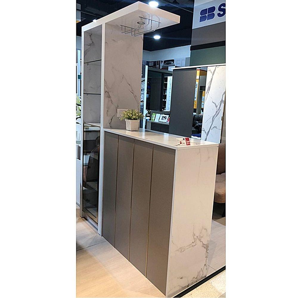 เคาน์เตอร์บาร์ตู้โชว์ฝั่งซ้าย SB FURNITURE MABEL 19208278 150 ซม. ลายหินอ่อนขาว
