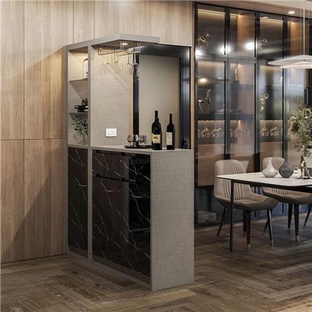 เคาน์เตอร์บาร์ตู้โชว์ฝั่งขวา SB FURNITURE MABEL 19208281 150 ซม. ลายหินอ่อนดำ_11