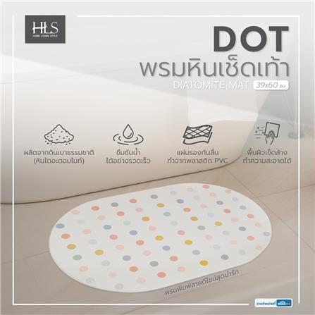 พรมหินเช็ดเท้า HOME LIVING STYLE DOT 39X60 ซม. สีขาว_5